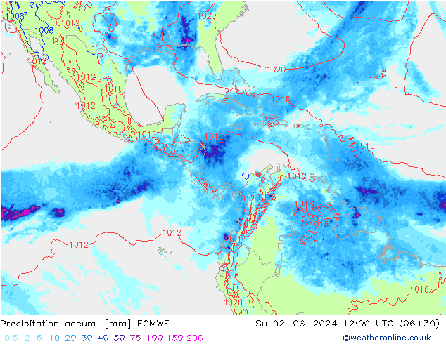 Precipitation accum. ECMWF Su 02.06.2024 12 UTC