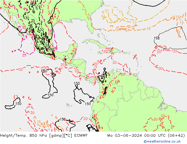 Z500/Rain (+SLP)/Z850 ECMWF Mo 03.06.2024 00 UTC