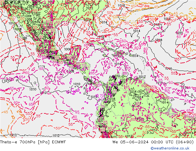 Theta-e 700hPa ECMWF We 05.06.2024 00 UTC