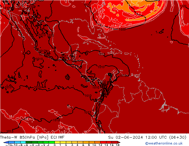 Theta-W 850hPa ECMWF dim 02.06.2024 12 UTC