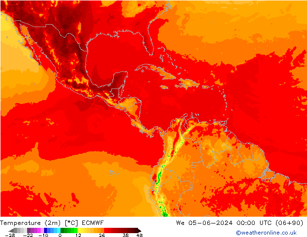 Temperatura (2m) ECMWF mer 05.06.2024 00 UTC