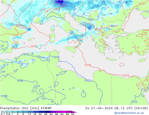 Z500/Rain (+SLP)/Z850 ECMWF Sa 01.06.2024 12 UTC