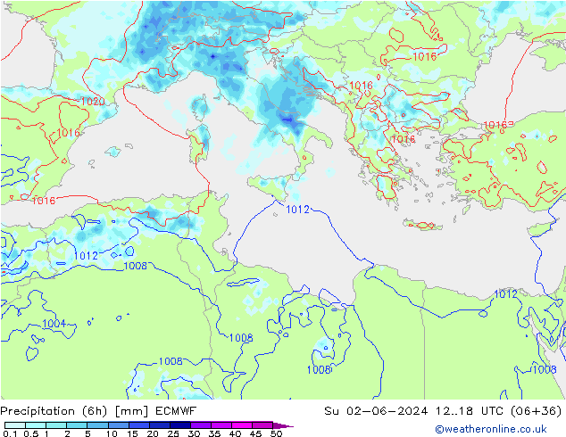 Z500/Regen(+SLP)/Z850 ECMWF zo 02.06.2024 18 UTC