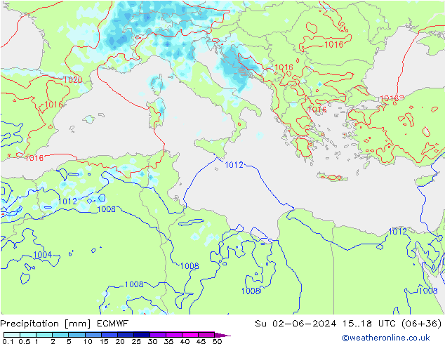 Yağış ECMWF Paz 02.06.2024 18 UTC