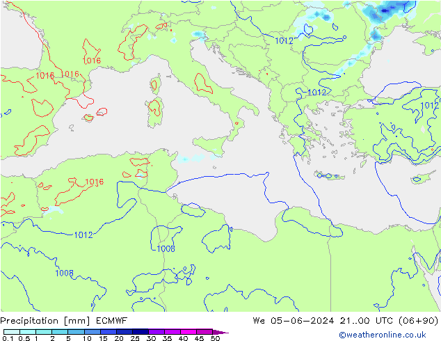 Precipitazione ECMWF mer 05.06.2024 00 UTC