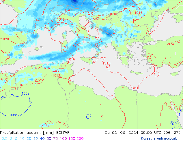 Precipitation accum. ECMWF Ne 02.06.2024 09 UTC