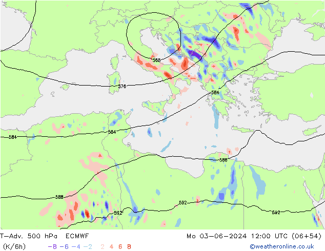 T-Adv. 500 hPa ECMWF ma 03.06.2024 12 UTC