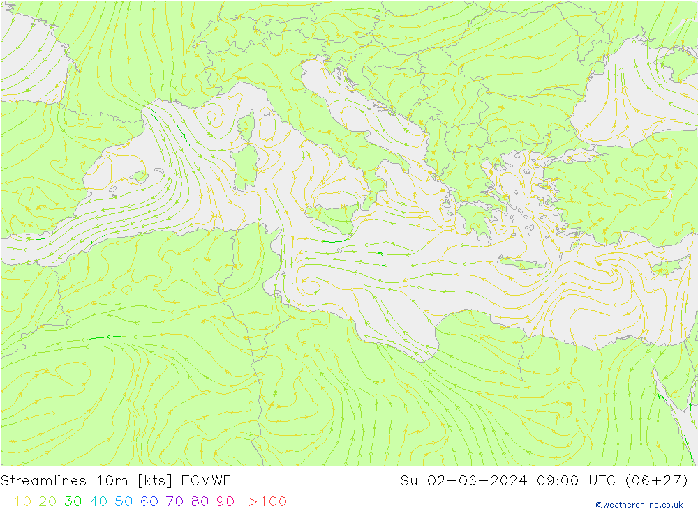 Linha de corrente 10m ECMWF Dom 02.06.2024 09 UTC