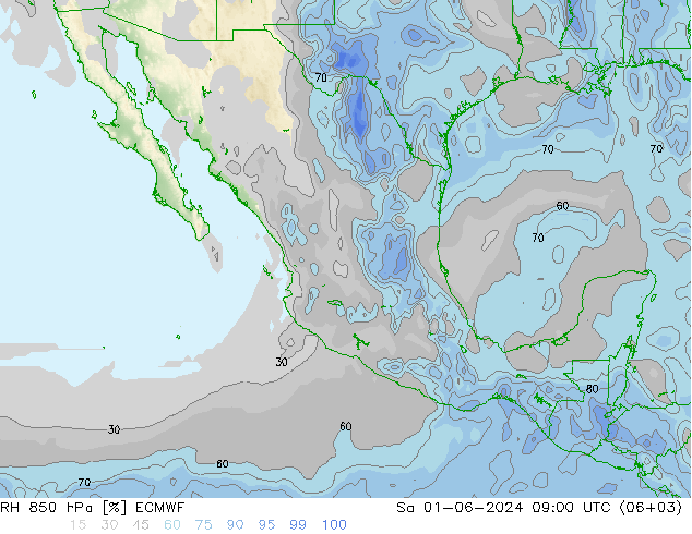 RV 850 hPa ECMWF za 01.06.2024 09 UTC