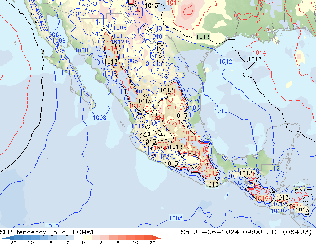 SLP tendency ECMWF Sáb 01.06.2024 09 UTC