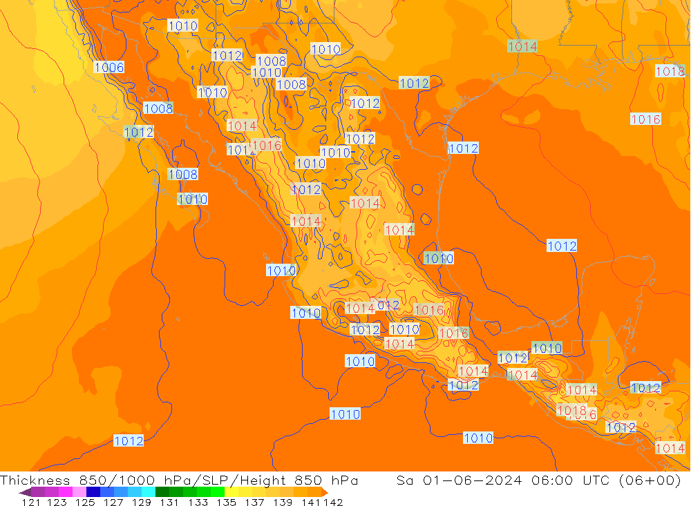 Dikte 850-1000 hPa ECMWF za 01.06.2024 06 UTC