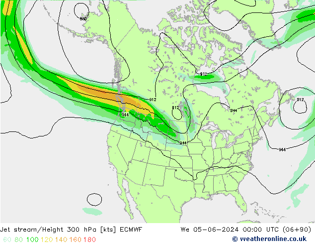 Straalstroom ECMWF wo 05.06.2024 00 UTC