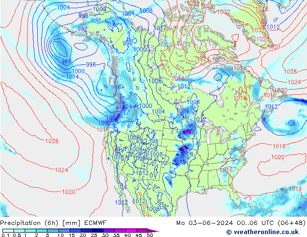 Z500/Rain (+SLP)/Z850 ECMWF Po 03.06.2024 06 UTC