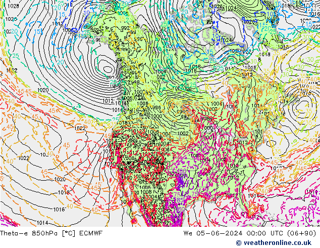 Theta-e 850hPa ECMWF We 05.06.2024 00 UTC