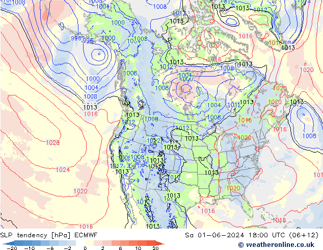 SLP tendency ECMWF Sa 01.06.2024 18 UTC