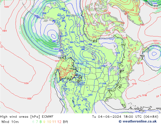 High wind areas ECMWF Tu 04.06.2024 18 UTC