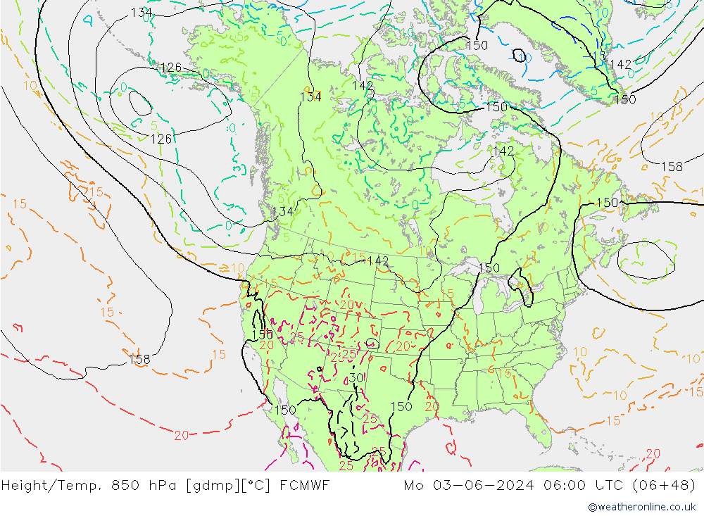 Z500/Yağmur (+YB)/Z850 ECMWF Pzt 03.06.2024 06 UTC