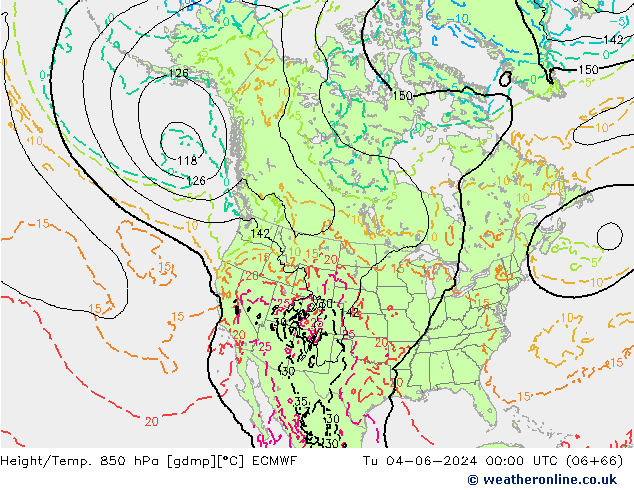 Z500/Rain (+SLP)/Z850 ECMWF wto. 04.06.2024 00 UTC