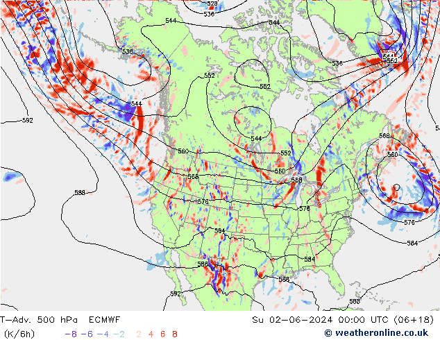 T-Adv. 500 hPa ECMWF dom 02.06.2024 00 UTC