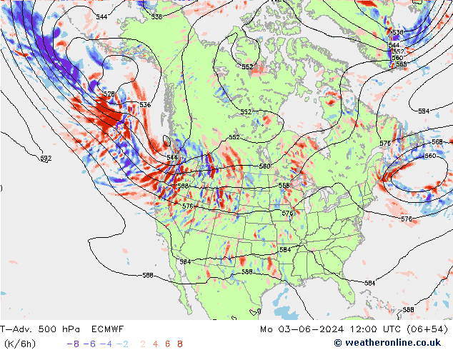 T-Adv. 500 hPa ECMWF Pzt 03.06.2024 12 UTC