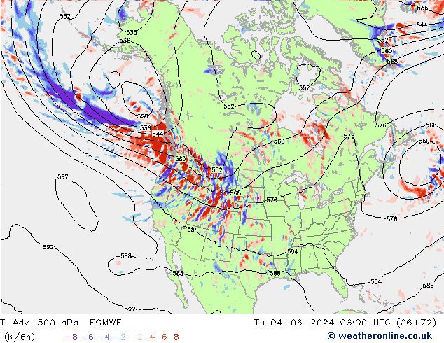 T-Adv. 500 hPa ECMWF di 04.06.2024 06 UTC