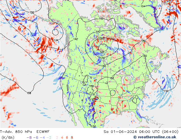 T-Adv. 850 hPa ECMWF so. 01.06.2024 06 UTC