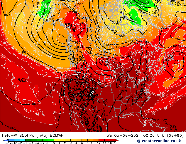 Theta-W 850hPa ECMWF We 05.06.2024 00 UTC