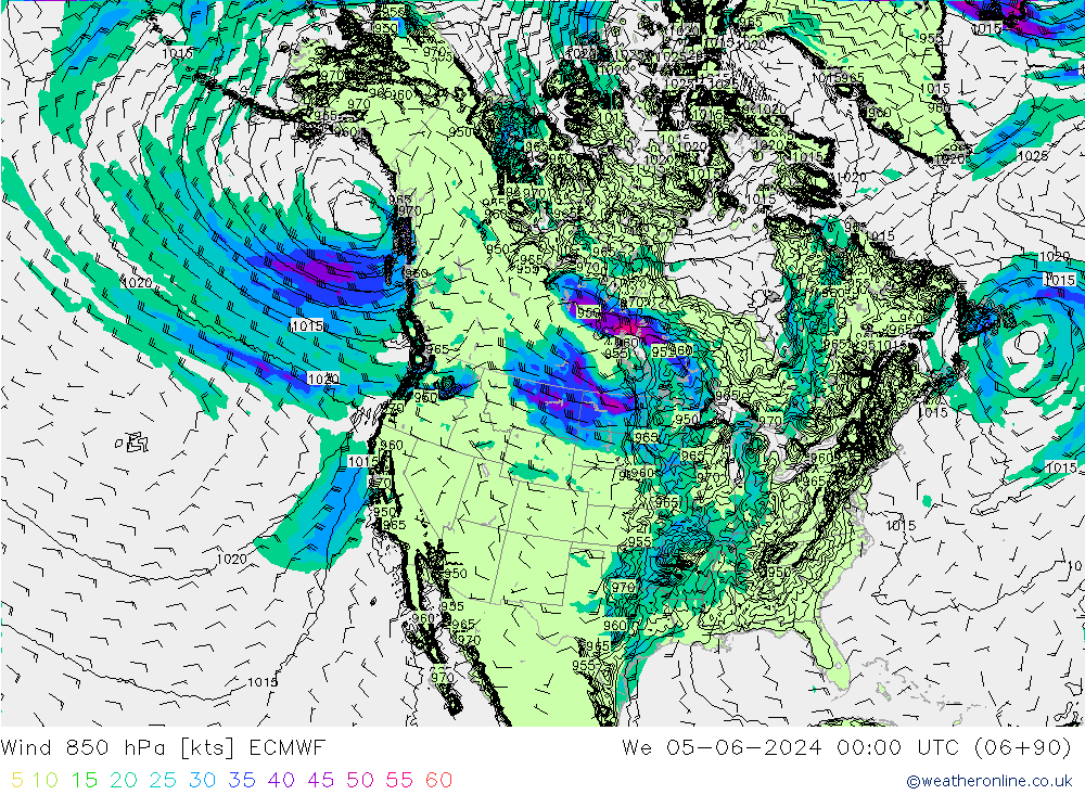 Rüzgar 850 hPa ECMWF Çar 05.06.2024 00 UTC