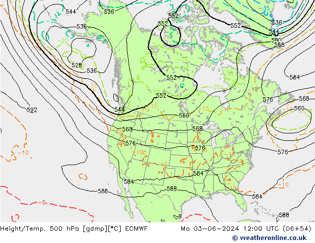 Z500/Rain (+SLP)/Z850 ECMWF lun 03.06.2024 12 UTC