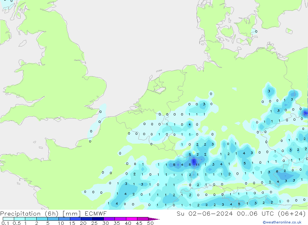 Z500/Rain (+SLP)/Z850 ECMWF Вс 02.06.2024 06 UTC