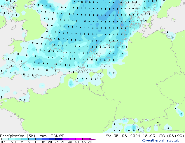 осадки (6h) ECMWF ср 05.06.2024 00 UTC