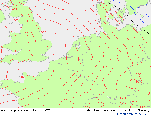 Pressione al suolo ECMWF lun 03.06.2024 00 UTC