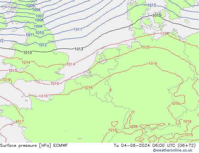 Bodendruck ECMWF Di 04.06.2024 06 UTC