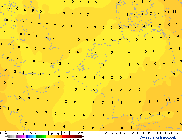 Z500/Rain (+SLP)/Z850 ECMWF Mo 03.06.2024 18 UTC