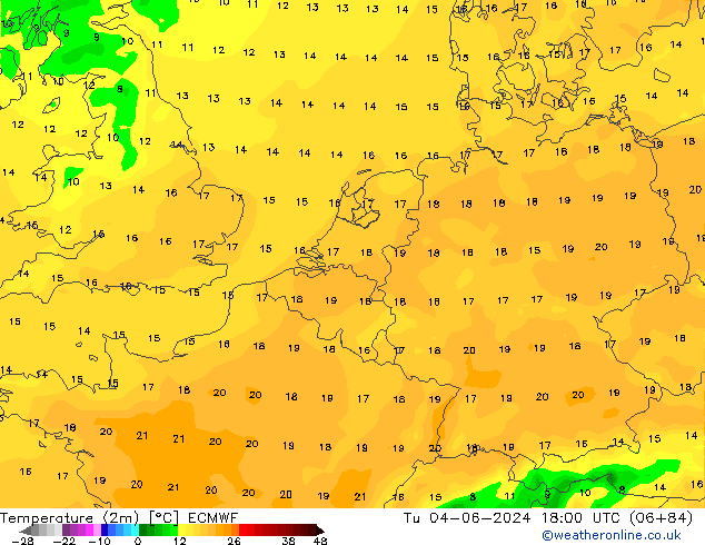 Temperatura (2m) ECMWF mar 04.06.2024 18 UTC