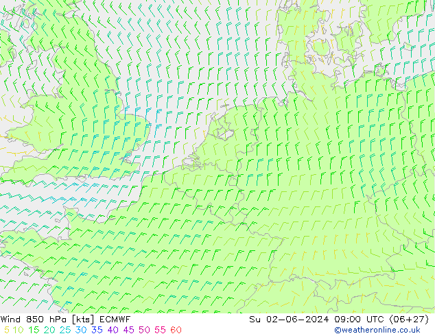 Wind 850 hPa ECMWF Ne 02.06.2024 09 UTC