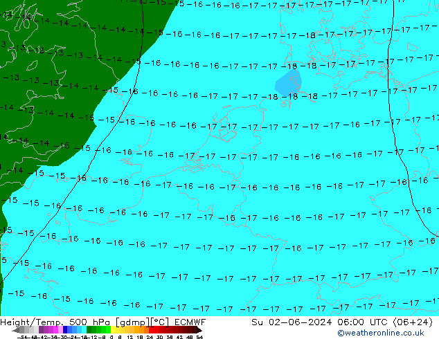 Z500/Rain (+SLP)/Z850 ECMWF Dom 02.06.2024 06 UTC