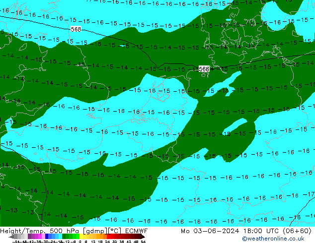 Z500/Rain (+SLP)/Z850 ECMWF Mo 03.06.2024 18 UTC