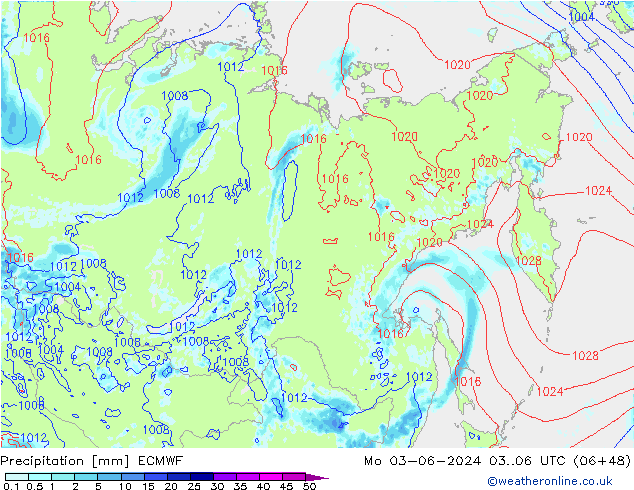 Precipitazione ECMWF lun 03.06.2024 06 UTC