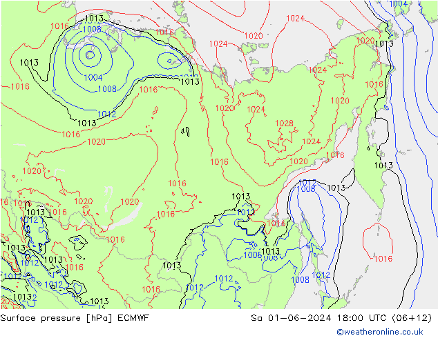 приземное давление ECMWF сб 01.06.2024 18 UTC