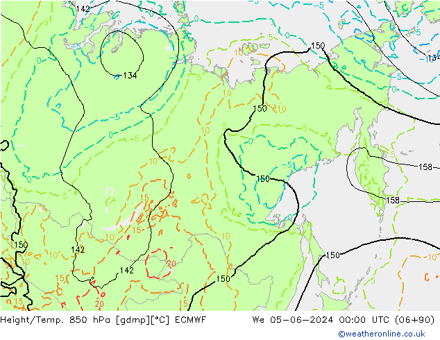 Height/Temp. 850 hPa ECMWF We 05.06.2024 00 UTC