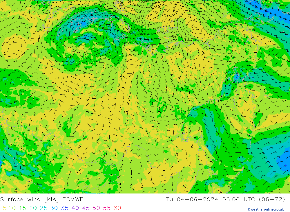 Vento 10 m ECMWF mar 04.06.2024 06 UTC