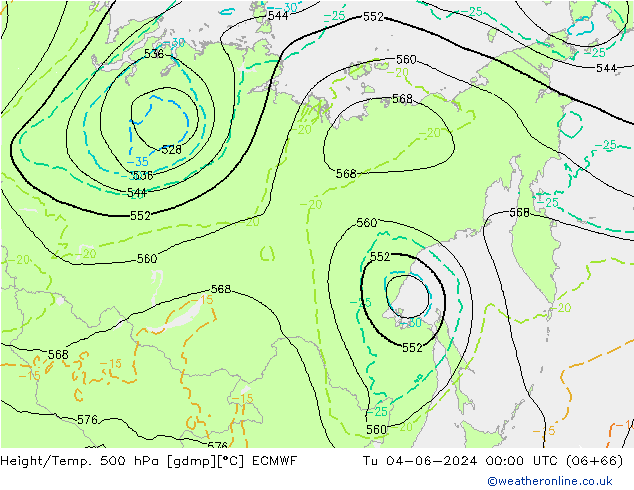 Z500/Rain (+SLP)/Z850 ECMWF  04.06.2024 00 UTC