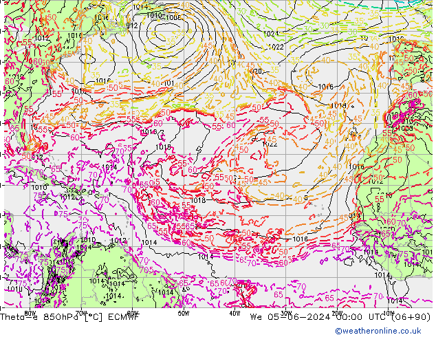 Theta-e 850гПа ECMWF ср 05.06.2024 00 UTC