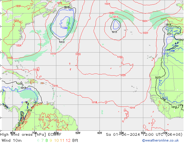 High wind areas ECMWF Sa 01.06.2024 12 UTC