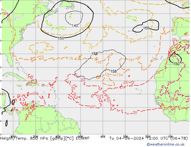 Z500/Regen(+SLP)/Z850 ECMWF di 04.06.2024 12 UTC