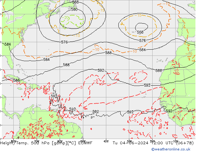 Z500/Regen(+SLP)/Z850 ECMWF di 04.06.2024 12 UTC