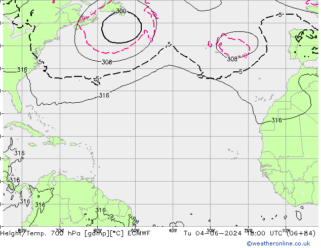 Yükseklik/Sıc. 700 hPa ECMWF Sa 04.06.2024 18 UTC