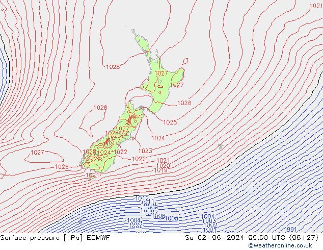 Surface pressure ECMWF Su 02.06.2024 09 UTC