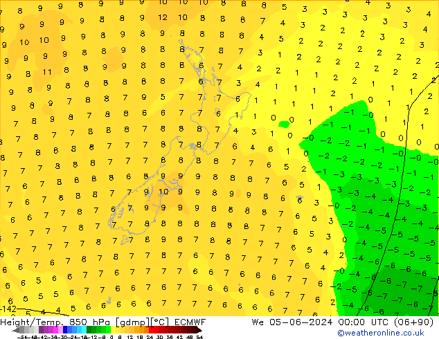 Z500/Rain (+SLP)/Z850 ECMWF St 05.06.2024 00 UTC